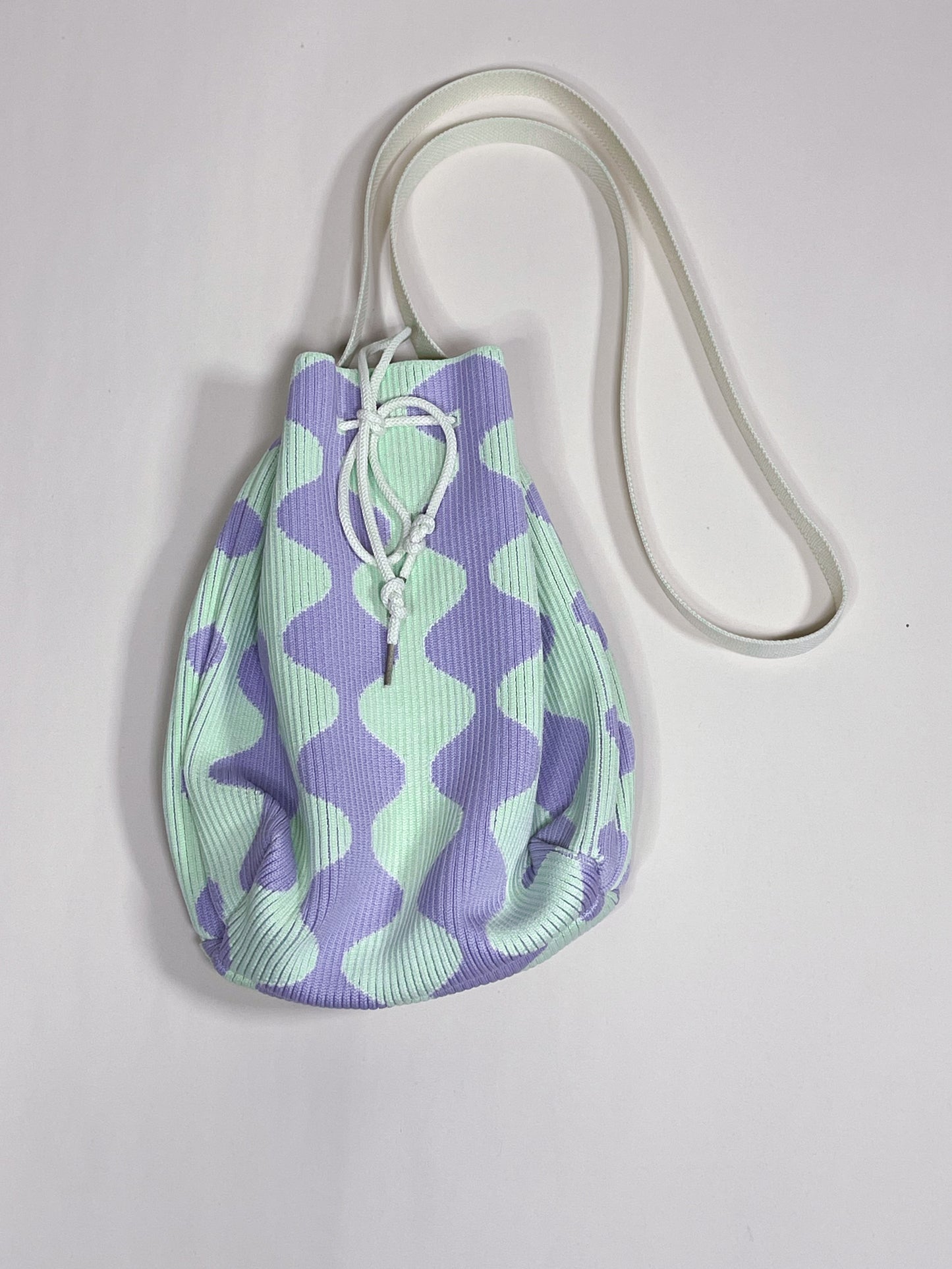 Mint and Purple Drawstring Bucket Bag